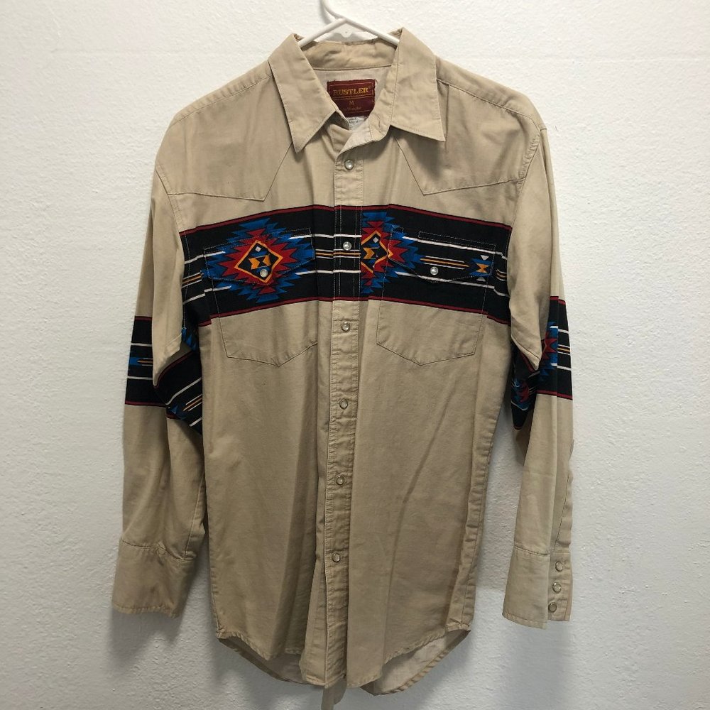 Wrangler Rustler Western Mens Button Up Medium